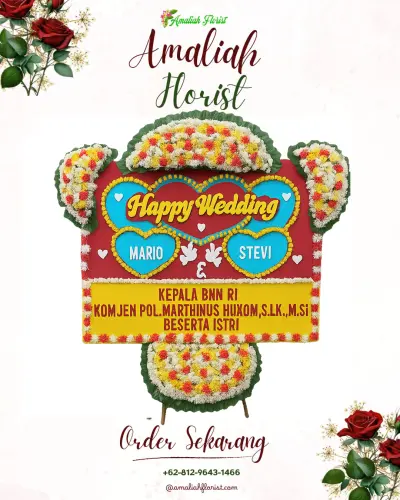 Karangan Papan Bunga Pernikahan di Rowo